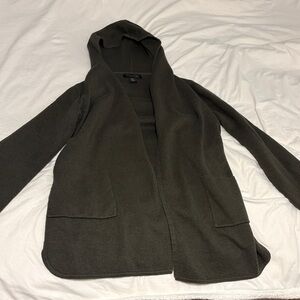 Tahari Olive Green Hooded Cardigan